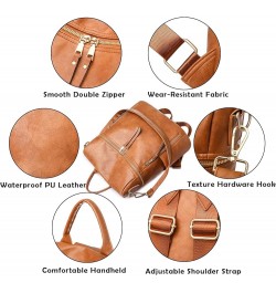 Backpack Purse for Women Fashion PU Leather Travel Satchel Handbag Shoulder Bag with Purse Design 2 Piece Brown Brown $17.91 ...