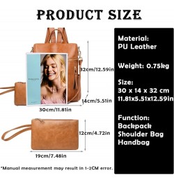 Backpack Purse for Women Fashion PU Leather Travel Satchel Handbag Shoulder Bag with Purse Design 2 Piece Brown Brown $17.91 ...