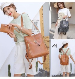 Backpack Purse for Women Fashion PU Leather Travel Satchel Handbag Shoulder Bag with Purse Design 2 Piece Brown Brown $17.91 ...