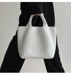 Woven Bag for Women,Vegan Leather Tote Bag with Purse,Beach Travel Handbag,Daily Tote Bag White $24.50 Totes