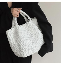 Woven Bag for Women,Vegan Leather Tote Bag with Purse,Beach Travel Handbag,Daily Tote Bag White $24.50 Totes