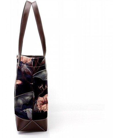 Bat Canvas Leather Mix Hand-Held Tote Bag 13.3x4.7x12.2 in - Stylish and Versatile Fashion Accessory! $26.87 Totes