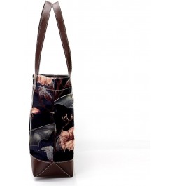 Bat Canvas Leather Mix Hand-Held Tote Bag 13.3x4.7x12.2 in - Stylish and Versatile Fashion Accessory! $26.87 Totes