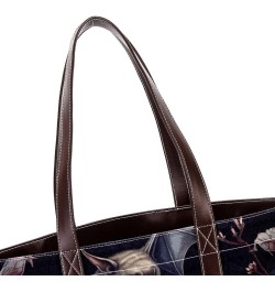 Bat Canvas Leather Mix Hand-Held Tote Bag 13.3x4.7x12.2 in - Stylish and Versatile Fashion Accessory! $26.87 Totes