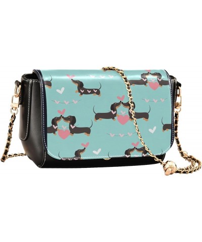 Cute Print Women Shoulder Leather Bags, Floral Cute Bunny Rabbit Women Crossbody Bag Purses Waterproof Handbags Dachshund Dog...