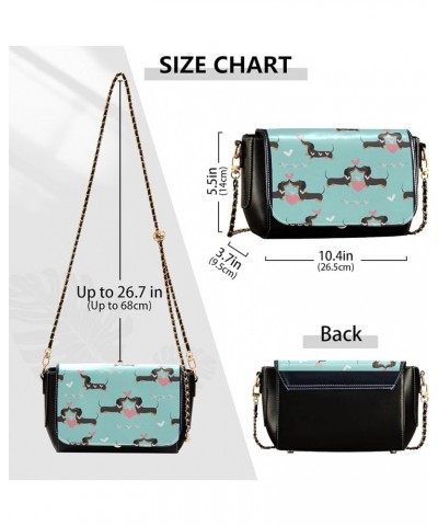 Cute Print Women Shoulder Leather Bags, Floral Cute Bunny Rabbit Women Crossbody Bag Purses Waterproof Handbags Dachshund Dog...