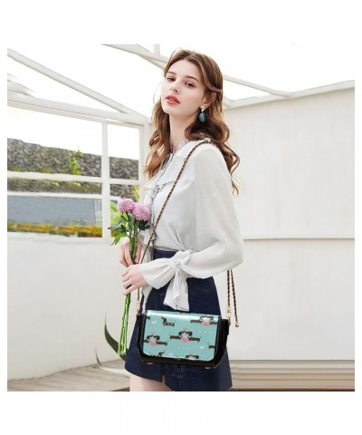 Cute Print Women Shoulder Leather Bags, Floral Cute Bunny Rabbit Women Crossbody Bag Purses Waterproof Handbags Dachshund Dog...