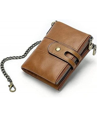 Men's Wallet Leather Men's Wallet Europe and The United States Retro Wind Anti-Theft Chain Multi-Card Short Paragraph (Color ...