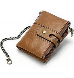 Men's Wallet Leather Men's Wallet Europe and The United States Retro Wind Anti-Theft Chain Multi-Card Short Paragraph (Color ...