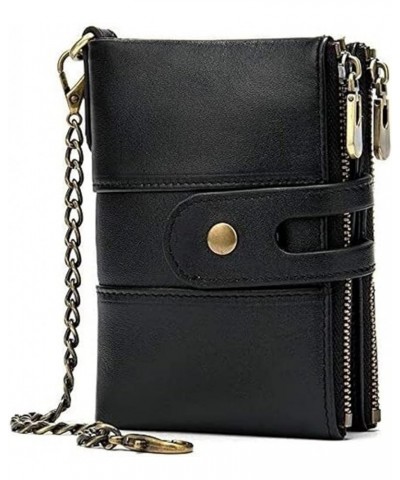 Men's Wallet Leather Men's Wallet Europe and The United States Retro Wind Anti-Theft Chain Multi-Card Short Paragraph (Color ...