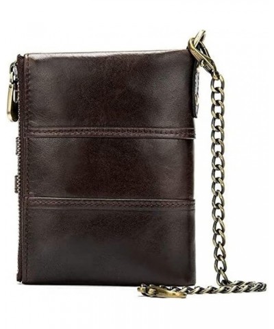 Men's Wallet Leather Men's Wallet Europe and The United States Retro Wind Anti-Theft Chain Multi-Card Short Paragraph (Color ...