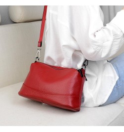 Women Leather Crossbody Bags Medium Size 3-Layer Shoulder Handbag Trendy Female Purse Bag Burgundy $19.03 Shoulder Bags