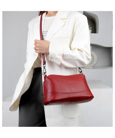 Women Leather Crossbody Bags Medium Size 3-Layer Shoulder Handbag Trendy Female Purse Bag Burgundy $19.03 Shoulder Bags