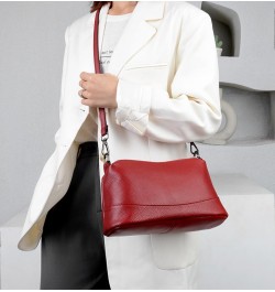 Women Leather Crossbody Bags Medium Size 3-Layer Shoulder Handbag Trendy Female Purse Bag Burgundy $19.03 Shoulder Bags