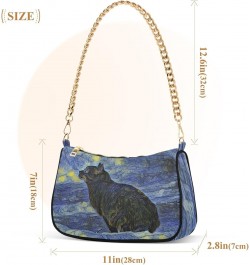 Small Chain Shoulder Bag for Women Van Gogh Shambhala Cat Hobo Handbags Tote Clutch Bag Ladies Crossbody Bag Purse with Zippe...