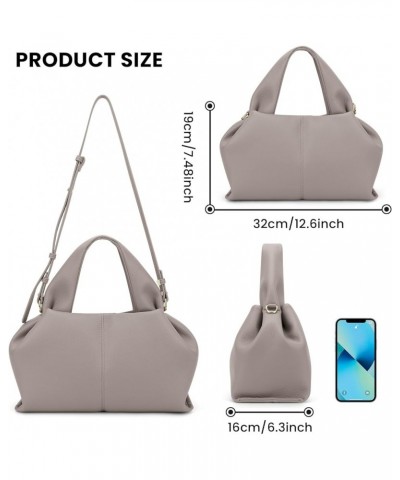 Satchel Purses and Handbags for Women Faux Leather Clutch Purse Cloud Tote Shoulder Bags Fashion Hobo Crossbody Bag Grey L $2...