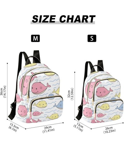 Cute Pink Whale Animal Cartoon Mini Backpack Purse for Women, Travel Backpack Fashion Backpack Handbag Shoulder Bag Small Cas...