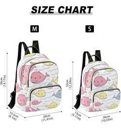 Cute Pink Whale Animal Cartoon Mini Backpack Purse for Women, Travel Backpack Fashion Backpack Handbag Shoulder Bag Small Cas...