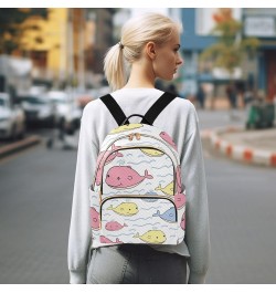 Cute Pink Whale Animal Cartoon Mini Backpack Purse for Women, Travel Backpack Fashion Backpack Handbag Shoulder Bag Small Cas...