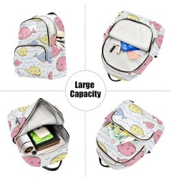 Cute Pink Whale Animal Cartoon Mini Backpack Purse for Women, Travel Backpack Fashion Backpack Handbag Shoulder Bag Small Cas...