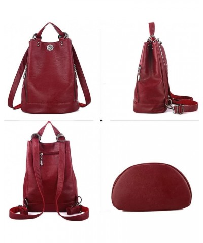 Backpack Female Shoulder Bag Luxury Leather Women Backpack Travel Bags Bagpack (Color : Red, Size : 28X35X16cm) 28X35X16cm Bl...