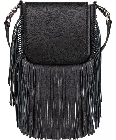 Western Crossbody Bags for Women Cowgirl Small Tooled Fringe Leather Purse A1-floral Tooled-black $31.85 Crossbody Bags