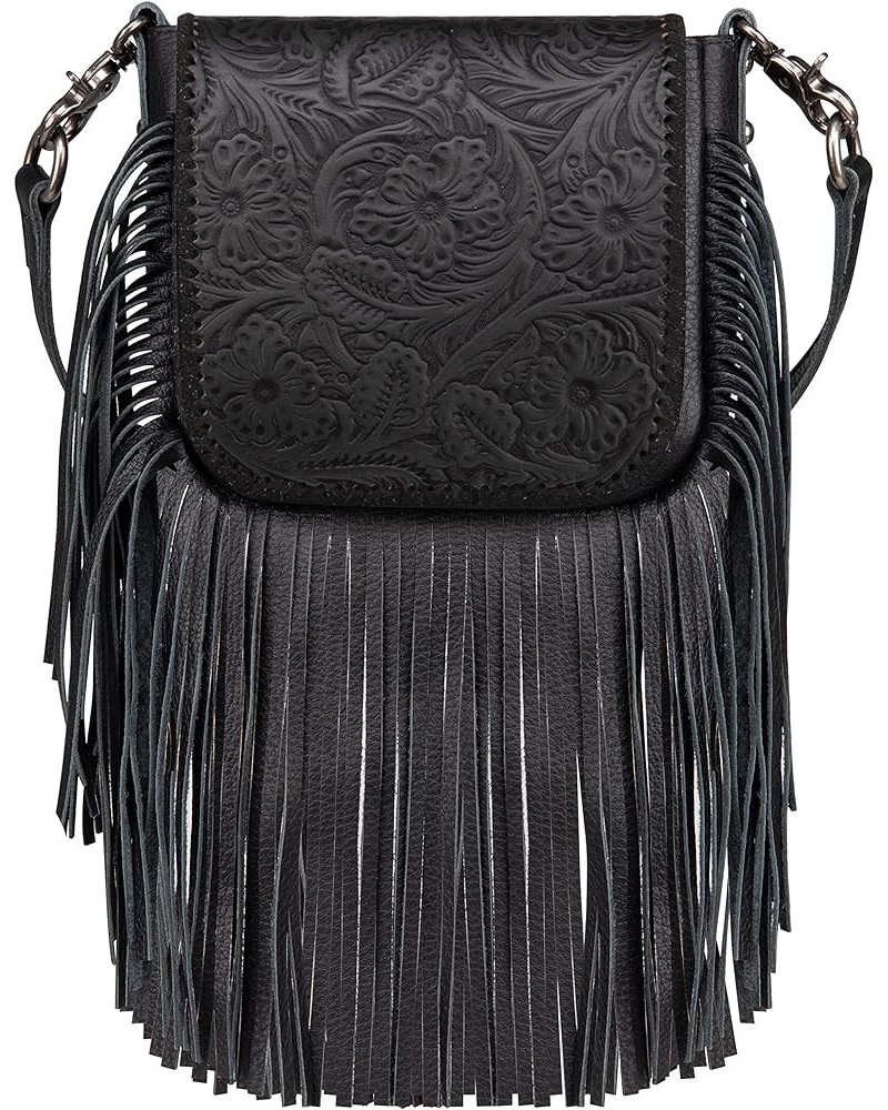 Western Crossbody Bags for Women Cowgirl Small Tooled Fringe Leather Purse A1-floral Tooled-black $31.85 Crossbody Bags