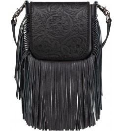 Western Crossbody Bags for Women Cowgirl Small Tooled Fringe Leather Purse A1-floral Tooled-black $31.85 Crossbody Bags