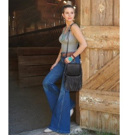 Western Crossbody Bags for Women Cowgirl Small Tooled Fringe Leather Purse A1-floral Tooled-black $31.85 Crossbody Bags