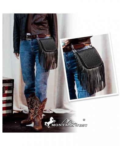 Western Crossbody Bags for Women Cowgirl Small Tooled Fringe Leather Purse A1-floral Tooled-black $31.85 Crossbody Bags