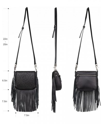 Western Crossbody Bags for Women Cowgirl Small Tooled Fringe Leather Purse A1-floral Tooled-black $31.85 Crossbody Bags