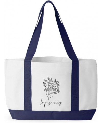 Keep Growing Cruiser Tote Bag - Esotericism Stuff - Mindfulness Themed Stuff White Navy $13.63 Totes