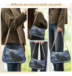 Small Chain Shoulder Bag for Women Van Gogh Shambhala Cat Hobo Handbags Tote Clutch Bag Ladies Crossbody Bag Purse with Zippe...