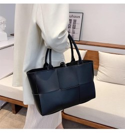 Women Leather Woven Shoulder Bag,Ladies Top Handle Satchel Tote Work Bag with Matching Clutch… A-black $35.39 Satchels