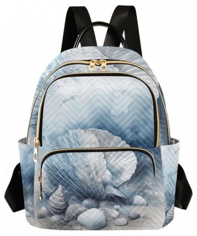 Watercolor Blue Beach Shells Quilted Backpack for Women Woman Backpack Purse Cute Backpacks for Travel Watercolor Blue Beach ...