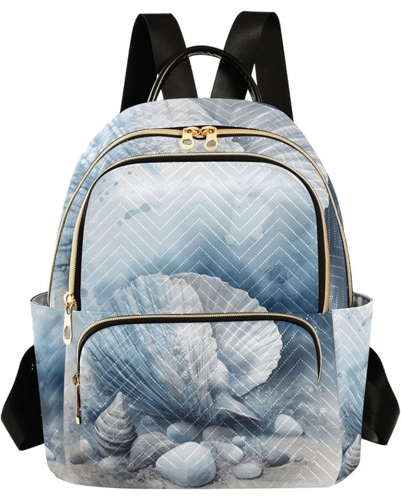 Watercolor Blue Beach Shells Quilted Backpack for Women Woman Backpack Purse Cute Backpacks for Travel Watercolor Blue Beach ...