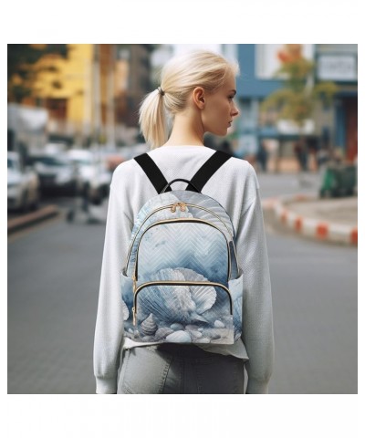 Watercolor Blue Beach Shells Quilted Backpack for Women Woman Backpack Purse Cute Backpacks for Travel Watercolor Blue Beach ...