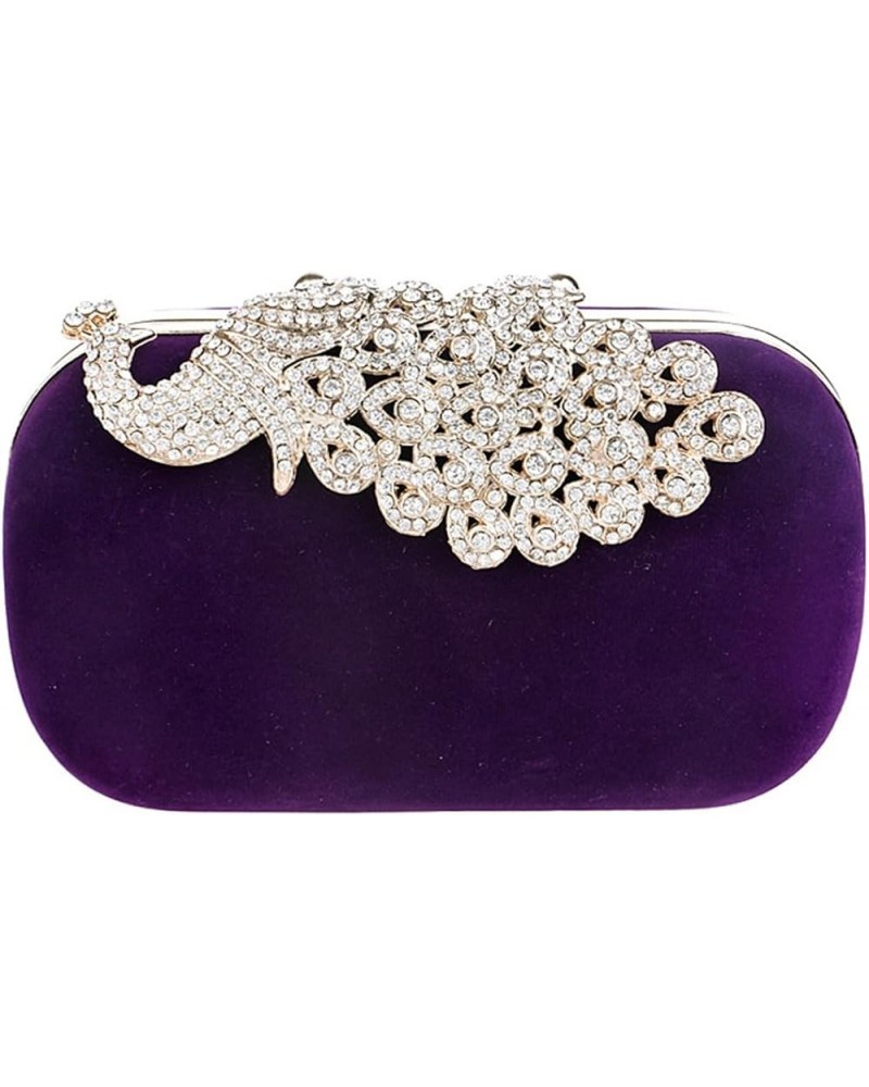 Women Temperament Velvet Banquet Bag Dinner Clutch Party Evening Dress Clutch Bag Purple C $19.97 Evening Bags