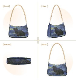 Small Chain Shoulder Bag for Women Van Gogh Shambhala Cat Hobo Handbags Tote Clutch Bag Ladies Crossbody Bag Purse with Zippe...