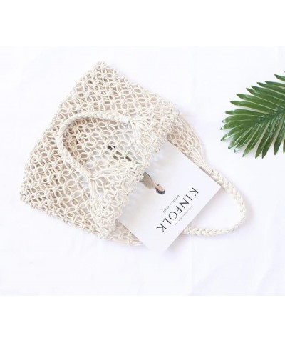 Beach Tote Bag for Women, Cotton Thread Mesh Handbag Woven Bag Summer Straw Beach Bag Hollow Shoulder Bag Beige $10.59 Should...