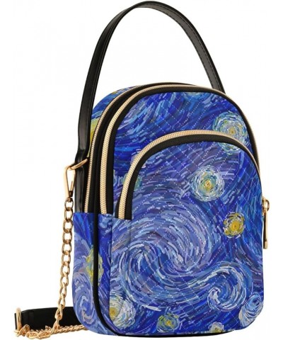 Mini Bag with Strap Glowing Moon Blue Sky Quilted Shoulder Handbag Women Leather Girls Wallet Purse Glowing Moon Blue Sky $13...