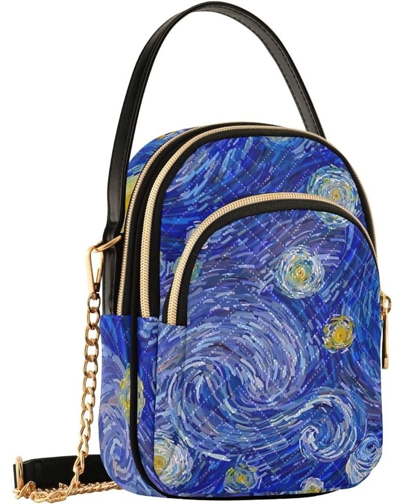 Mini Bag with Strap Glowing Moon Blue Sky Quilted Shoulder Handbag Women Leather Girls Wallet Purse Glowing Moon Blue Sky $13...