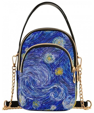 Mini Bag with Strap Glowing Moon Blue Sky Quilted Shoulder Handbag Women Leather Girls Wallet Purse Glowing Moon Blue Sky $13...