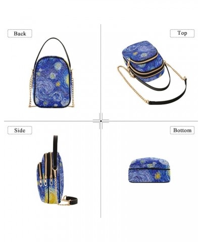 Mini Bag with Strap Glowing Moon Blue Sky Quilted Shoulder Handbag Women Leather Girls Wallet Purse Glowing Moon Blue Sky $13...