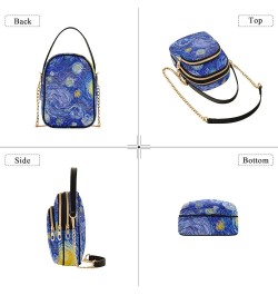 Mini Bag with Strap Glowing Moon Blue Sky Quilted Shoulder Handbag Women Leather Girls Wallet Purse Glowing Moon Blue Sky $13...