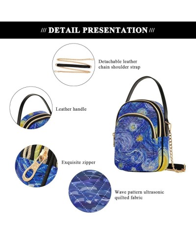 Mini Bag with Strap Glowing Moon Blue Sky Quilted Shoulder Handbag Women Leather Girls Wallet Purse Glowing Moon Blue Sky $13...