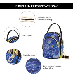 Mini Bag with Strap Glowing Moon Blue Sky Quilted Shoulder Handbag Women Leather Girls Wallet Purse Glowing Moon Blue Sky $13...