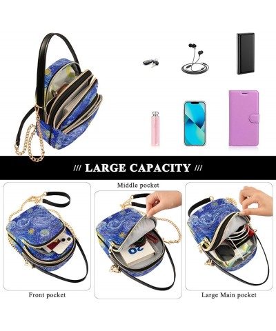 Mini Bag with Strap Glowing Moon Blue Sky Quilted Shoulder Handbag Women Leather Girls Wallet Purse Glowing Moon Blue Sky $13...