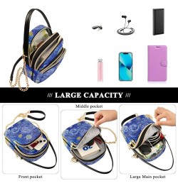 Mini Bag with Strap Glowing Moon Blue Sky Quilted Shoulder Handbag Women Leather Girls Wallet Purse Glowing Moon Blue Sky $13...