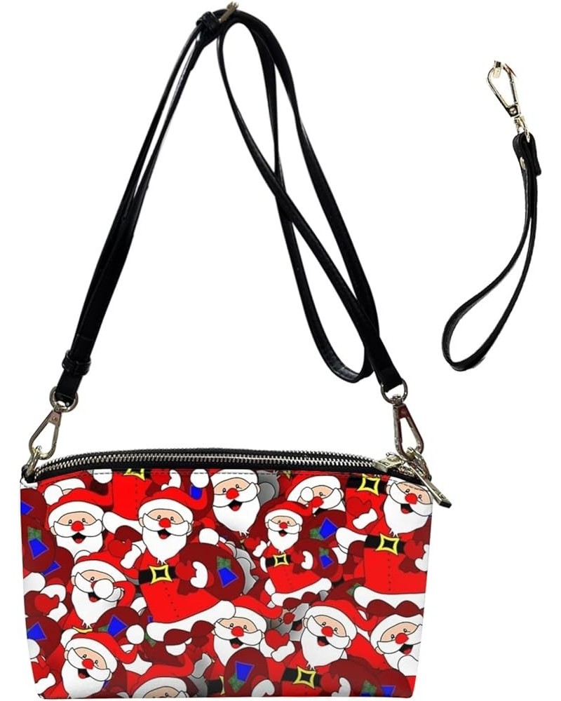 South Indian Navajo Small Crossbody Bag Womens Leather Shoulder Bag Wristlet Purse Handbag with Zipper Cute Santa Claus $15.2...